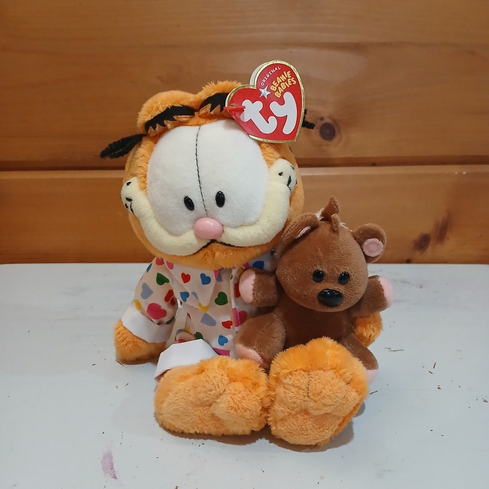 TY Beanie Baby GOODNIGHT GARFIELD with Pooky Cat Bedtime Teddy Bear Plush F31
